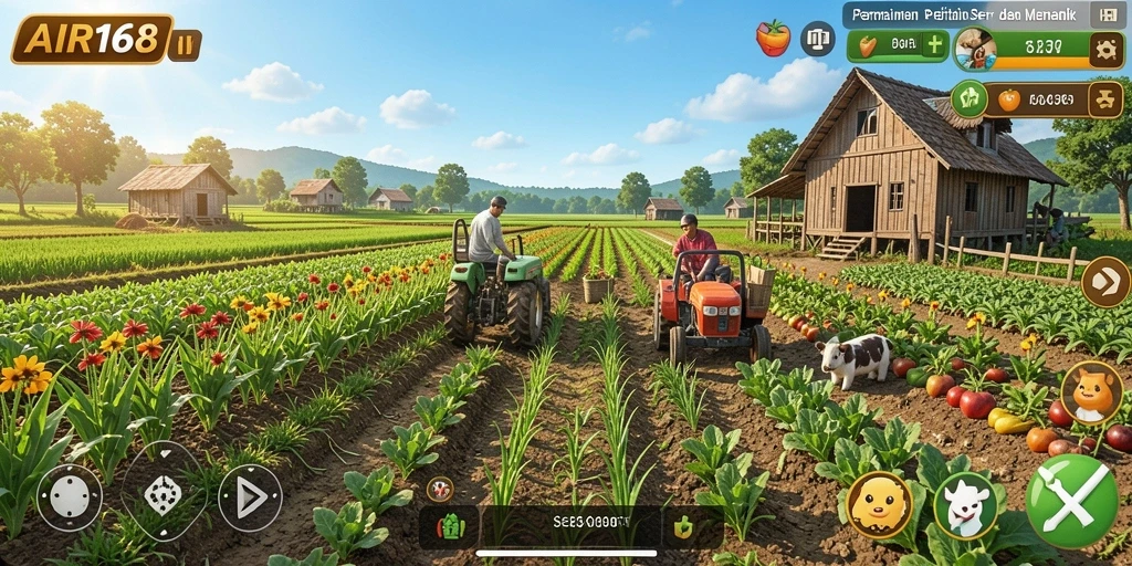 Tampilan gameplay menarik dari AIR168 saat bertani di lahan.