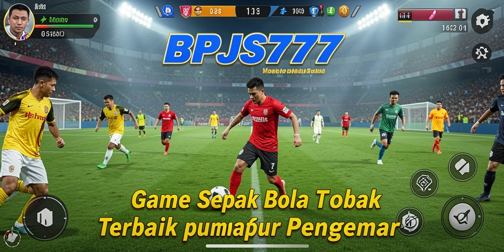 Screenshot utama BPJS777 menampilkan aksi seru di lapangan sepak bola.