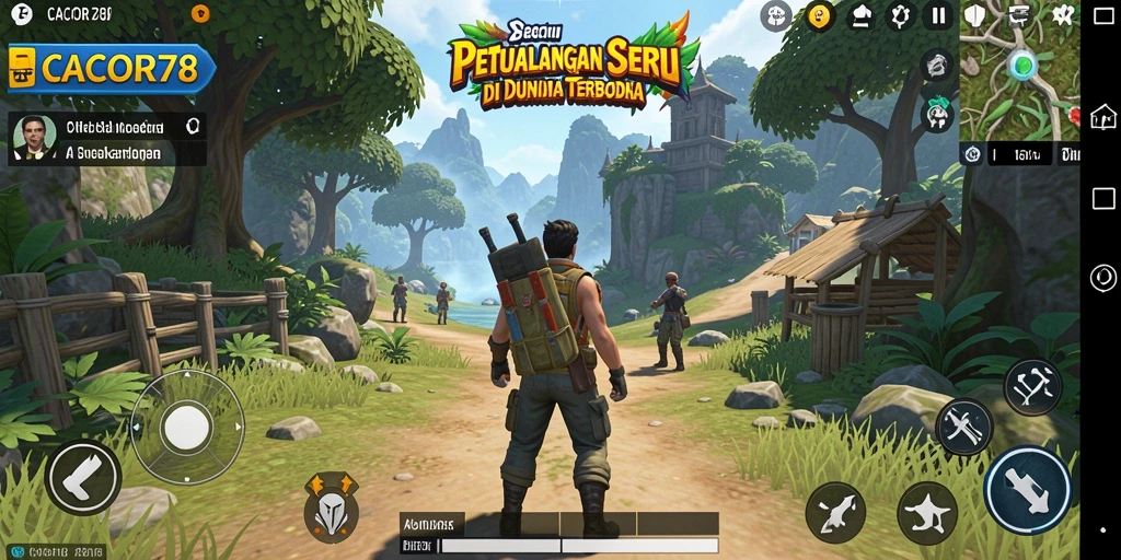 Tangkapan layar gameplay dari CACOR78 menampilkan petualangan di dunia terbuka.