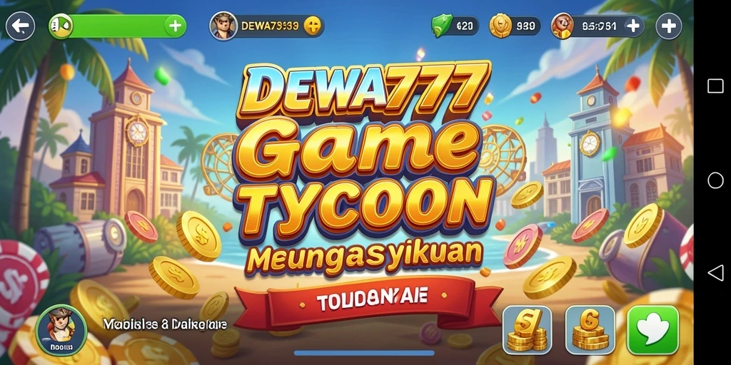 Tangkapan layar gameplay DEWA777 menunjukkan keseruan mengelola bisnis Tycoon.
