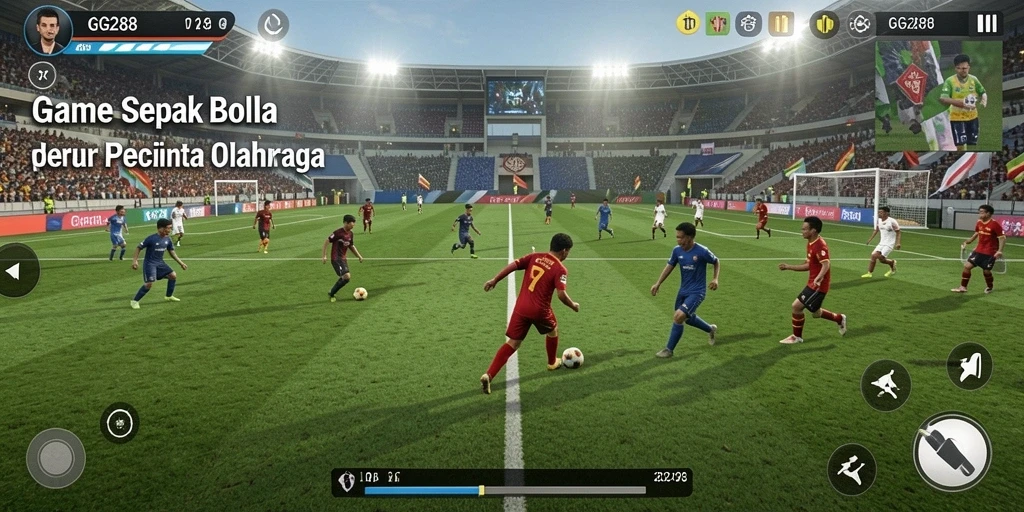 Tampilan screenshot gameplay GG288 yang menunjukkan aksi sepak bola yang mendebarkan.