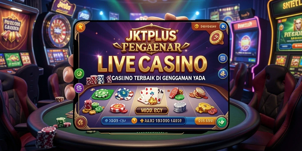 Screenshot JKTPLUS menampilkan dealer live dalam aksi permainan kasino.