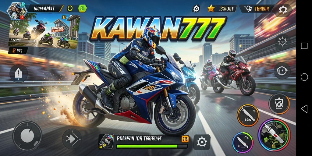 Gameplay KAWAN777 yang menegangkan di trek balapan.