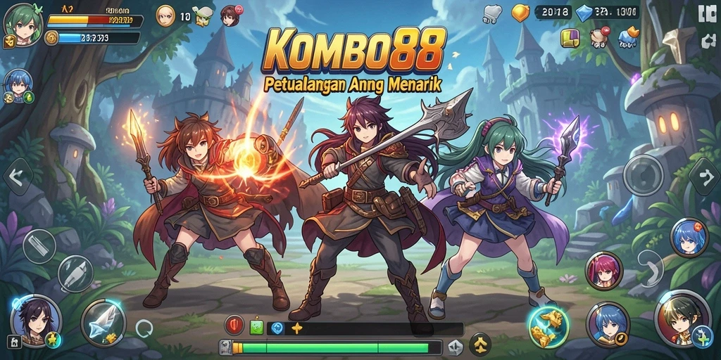 Screenshot gameplay KOMBO88 dengan karakter anime yang menampilkan aksi seru.