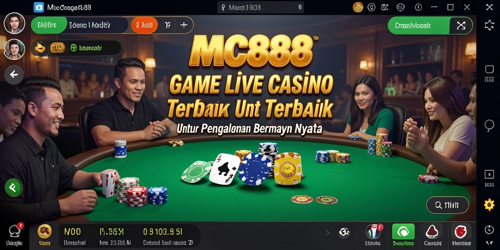 Screenshot gameplay MC888 menampilkan suasana Live Casino yang mendebarkan.