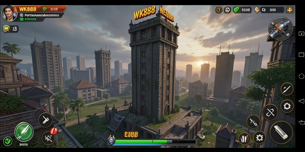 Screenshot dengan tampilan gameplay Tower Defense yang mendebarkan.